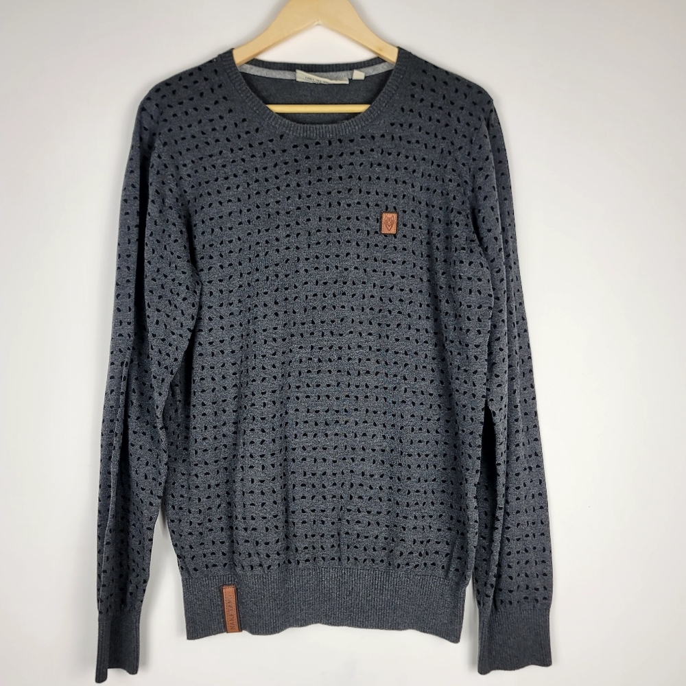 Naketano pullover gray and black crew neck sweater size XL